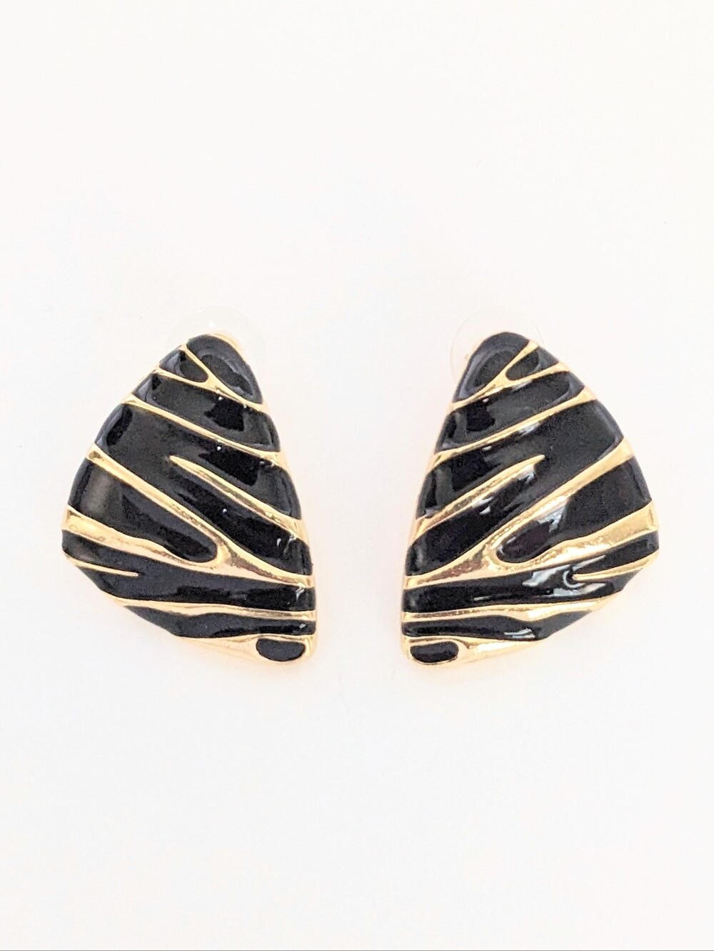 Modern Black and Gold Abstract Studs